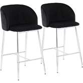 Fran 26" Counter Stool in Black Velvet & Chrome Metal (Set of 2)